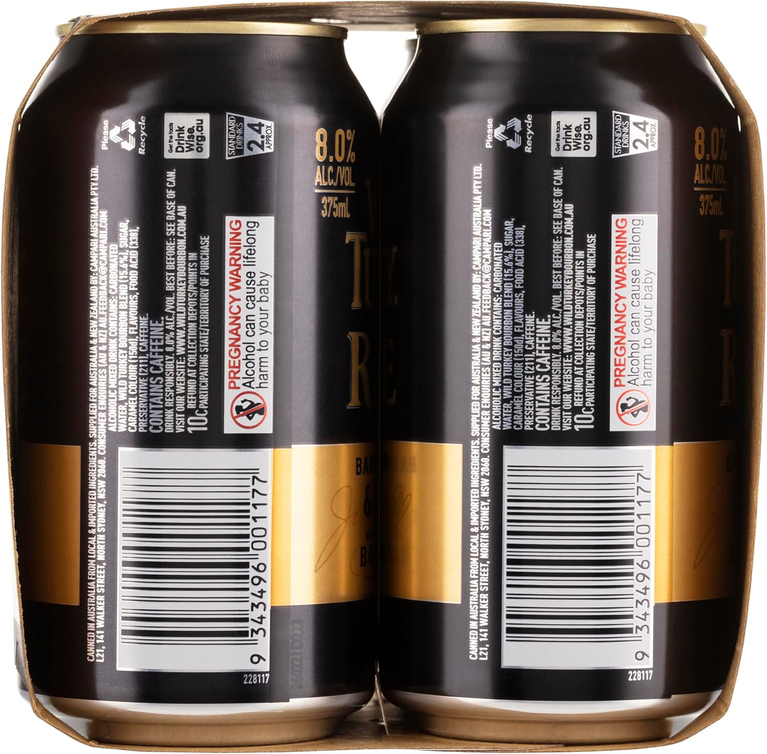 Wild Turkey Rare Bourbon and Cola 8% Can 375 Ml (Pack of 4) image number 1