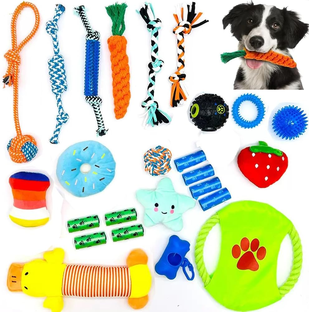 25 Pack Dog Toys Aggressive Chewers,Hmnxg Puppy Toys Chew Toys Dog Toys for Small Dogs Rope for Medium to Large Dogs - 25 Pcs image number 3
