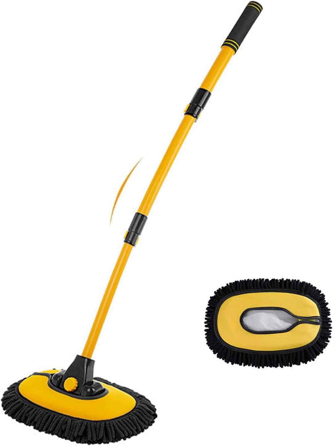 15&deg; Bow Car Wash Brush Kit with Long Handle Telescopic 43" Aluminum Microfiber Cleaning Supplies for Motorhome Truck Car Boat Scratch-Free Cleaning Tool Washing Set Detailing Brush