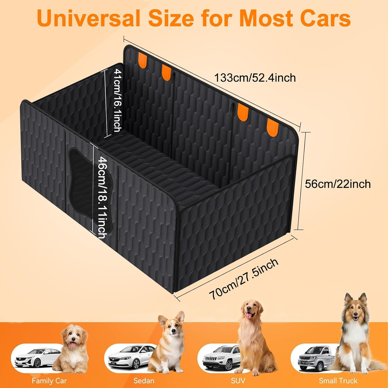 Hard Bottom Dog Car Seat Cover, Foldable Car Seat Extender for Dogs, Dog Car Hammock Waterproof with 220KG Load, 3 in 1 Dog Car Seat Protector for Back Seat with Mesh Window for Cars＆Trucks＆Suvs image number 1