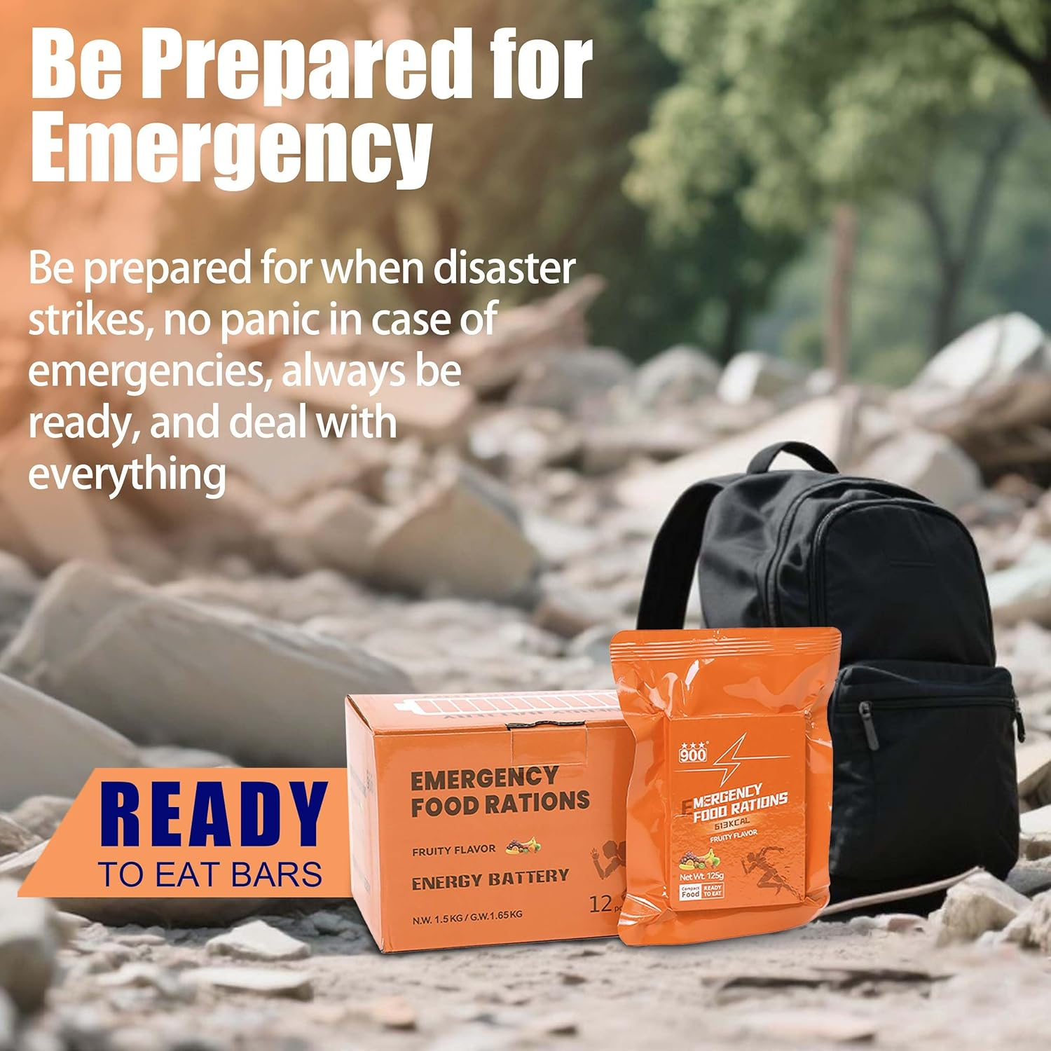 Mre Meals Military 2025, Emergency Meals Ration Bars, Camping Hiking Survival Food High Calorie Bars image number 3