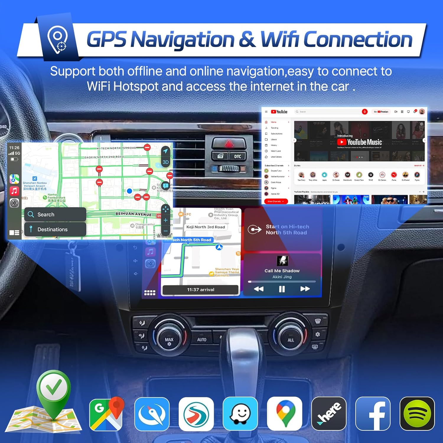 Leadfan Car Radio for BMW 3 Series 328I 335I 325I 2005-2011 Stereo Wireless Carplay Android Auto, 9" IPS Touch Screen for BMW E90 E91 E92 E93 Stereo with Wifi GPS Navi/Bt/Swc + Rear Camera + Canbus image number 3