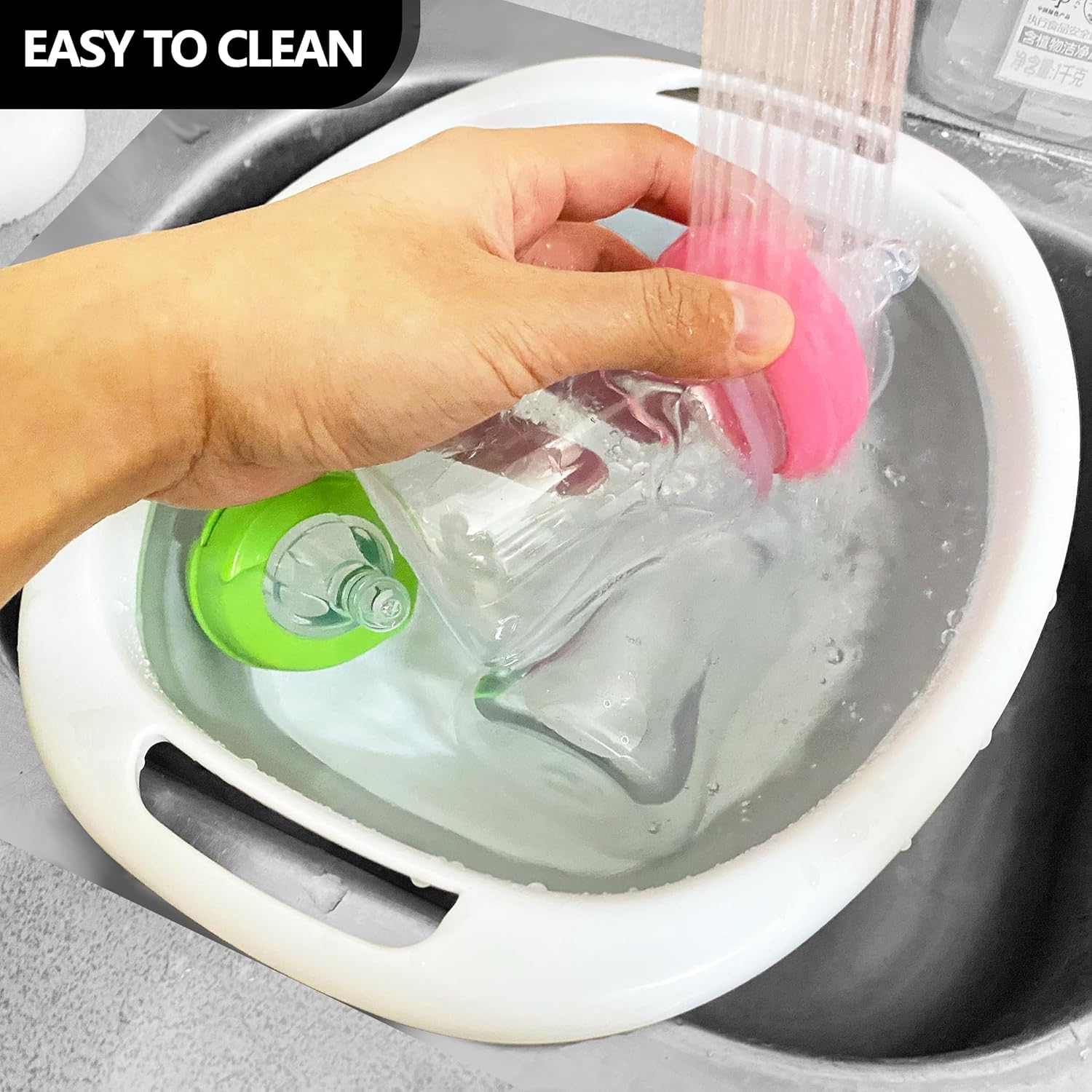 KEUYE Baby Bottle Wash Basin,Collapsible Baby Bottle Dishwasher Baskets,Baby Bottle Tub for Sink,Reusable Baby Bottle Sink Basket for Home and Travel