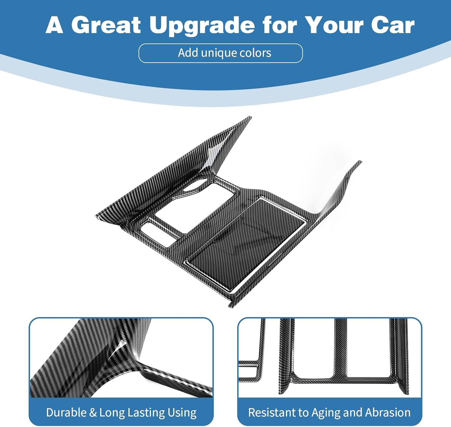 PDKLIN Carbon Fiber Gear Shift Panel Trim Cover Compatible with Dodge RAM TRX 2018 2019 2020 2021 2022 2023, ABS Interior Accessories image number 5