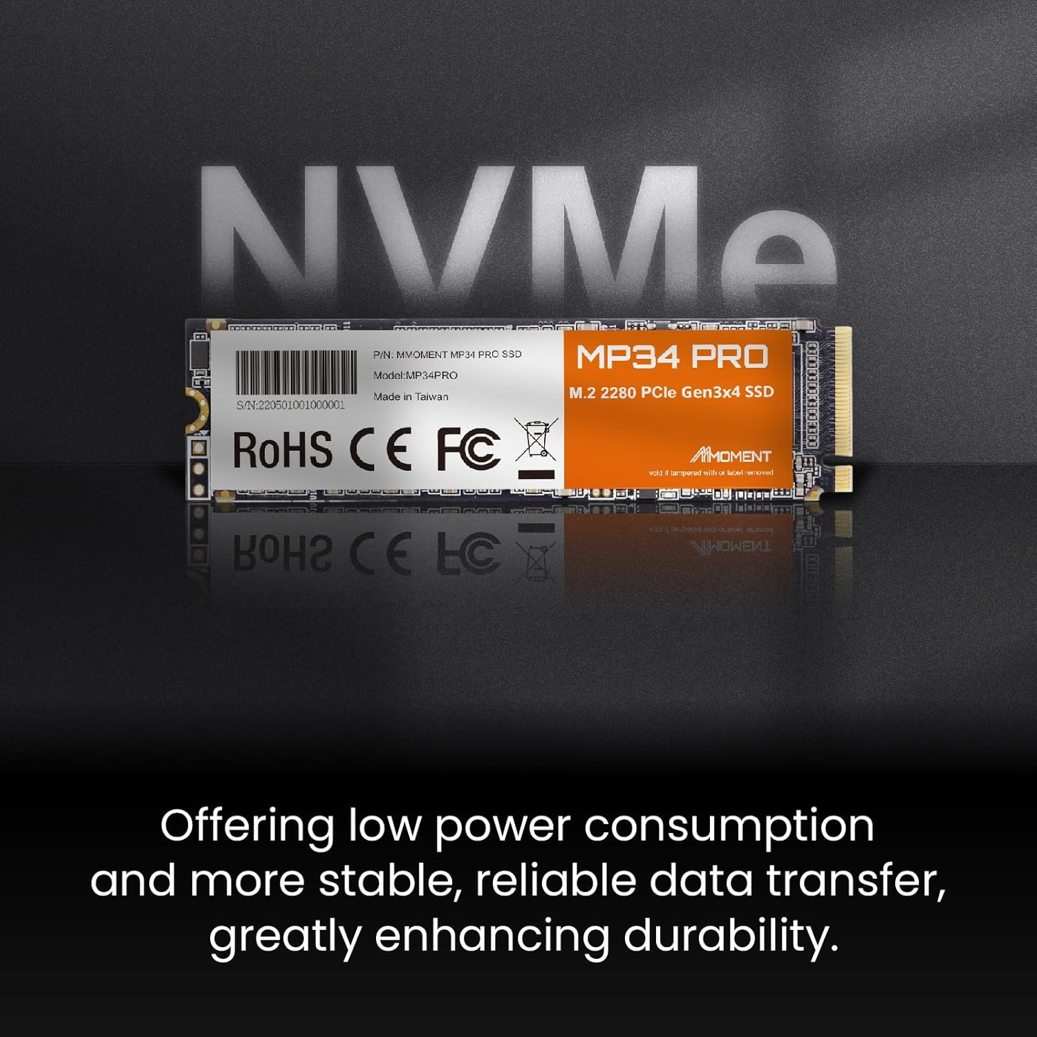 MMOMENT MP34 PRO 1TB Pcie Gen3 Nvme M.2 2280 Internal Solid State Drive, Gen3.0X4, Read Speed up to 3500Mb/S, for Laptop, Desktop and Gaming image number 2