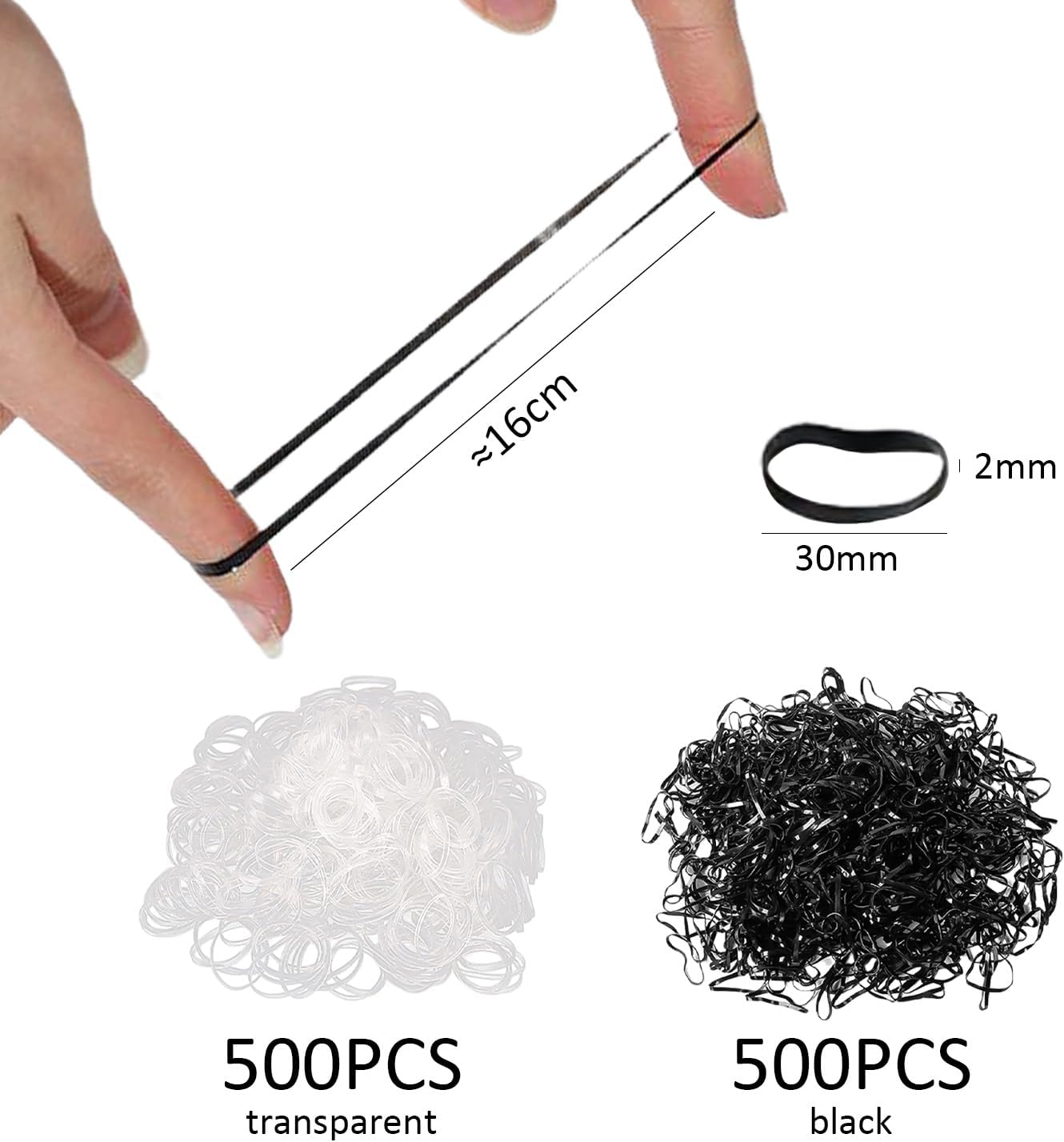 CHROMACRAFT Pack of 1000 Elastic Hair Bobbles, Women'S Small Hair Bobbles, Transparent Hair Ties, Small Rubber Bands image number 1