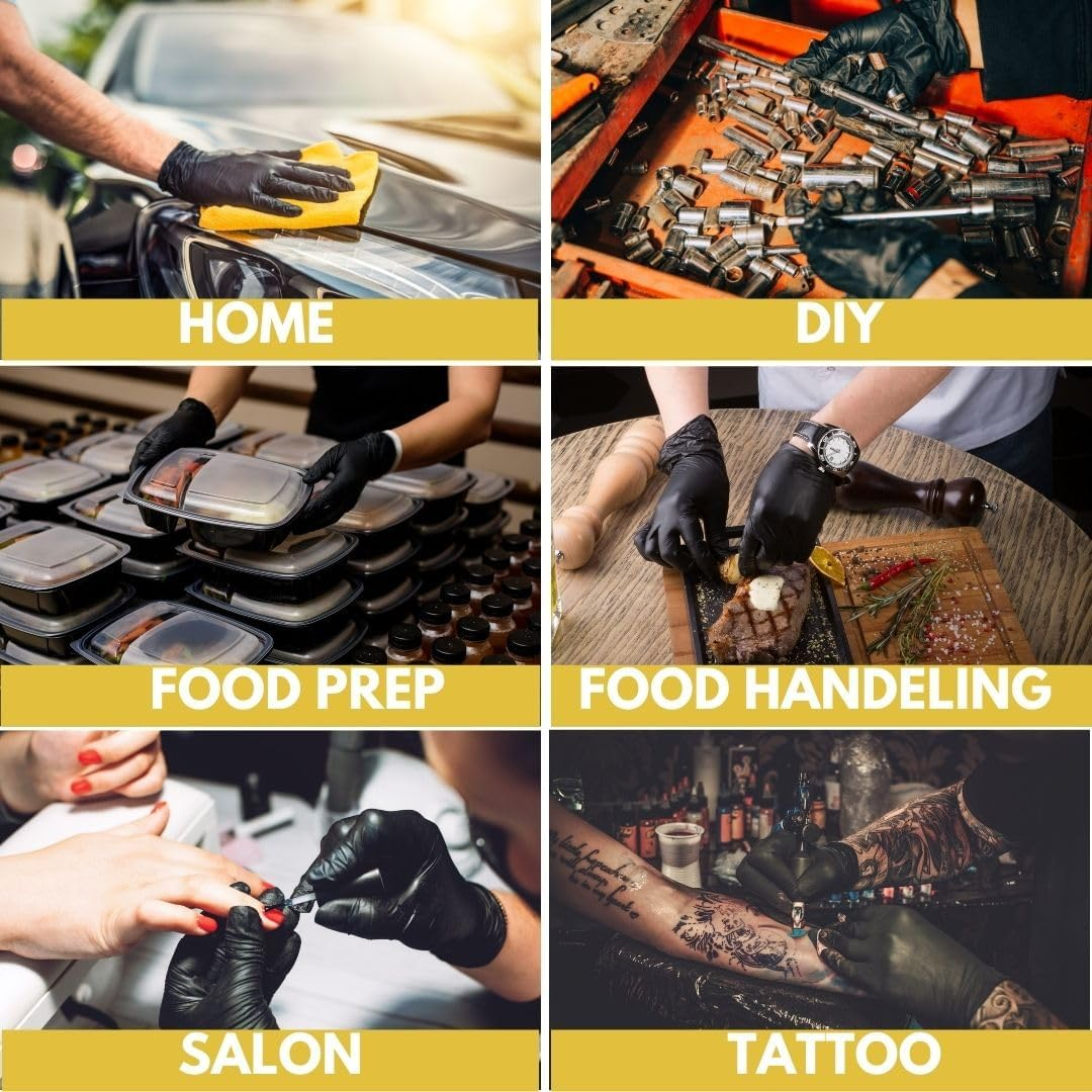 Xtraguard Black Nitrile Gloves - Heavy Duty, 6 Mil, Disposable, Latex & Powder Free, Chemical & Puncture Resistant, Food Safe, Medical Grade image number 1