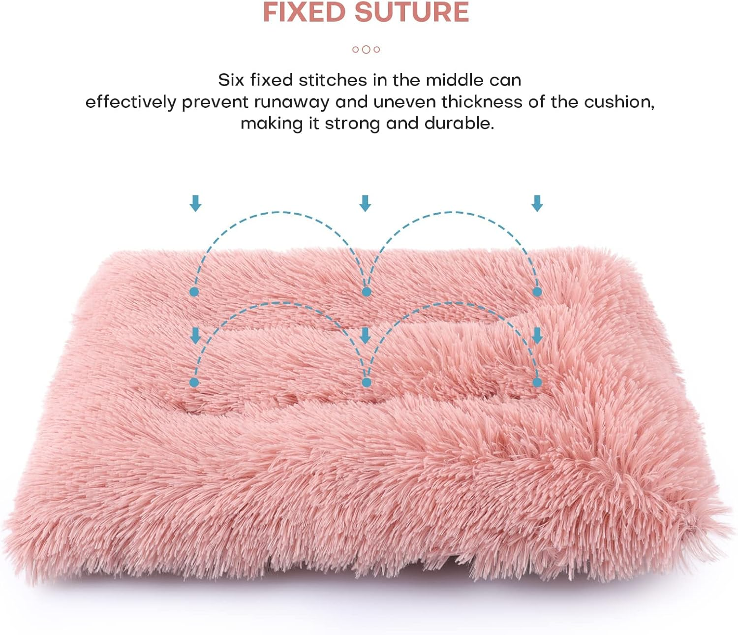 Lucky Monet Small Dog Beds 24" X 18", Fluffy Calming Dog Bed Washable Dog Crate Mat Plush Rectangle Pet Bed with Anti-Slip Backing, Long Plush Pet Beds for Dogs Cats Puppies image number 3