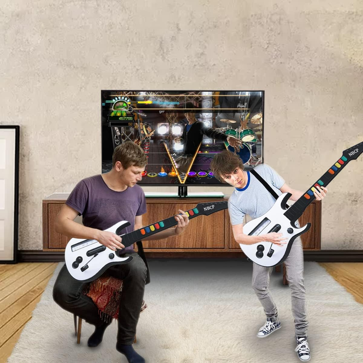 Wii Guitar Hero for Wii Controller Wireless Compatible with Guitar Hero Wii Rock Band 2 Games Guitar Hero World Tour Bundle (White Color ) image number 5