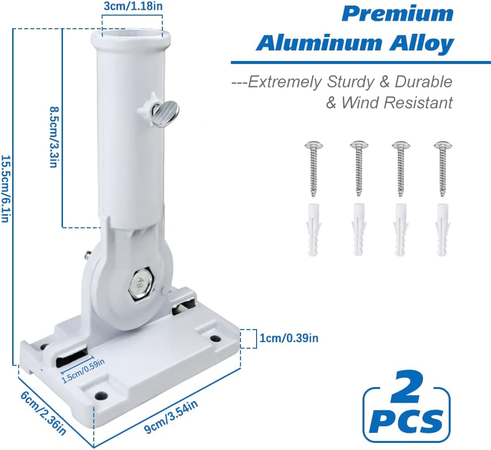 Flag Pole Holder, 2 Pack Flag Pole Mounting Bracket, Metal Flag Pole Bracket, Flagpole Hardware, Adjustable Multi Positions, Flag Stand Flag Bracket for House Outdoor image number 1