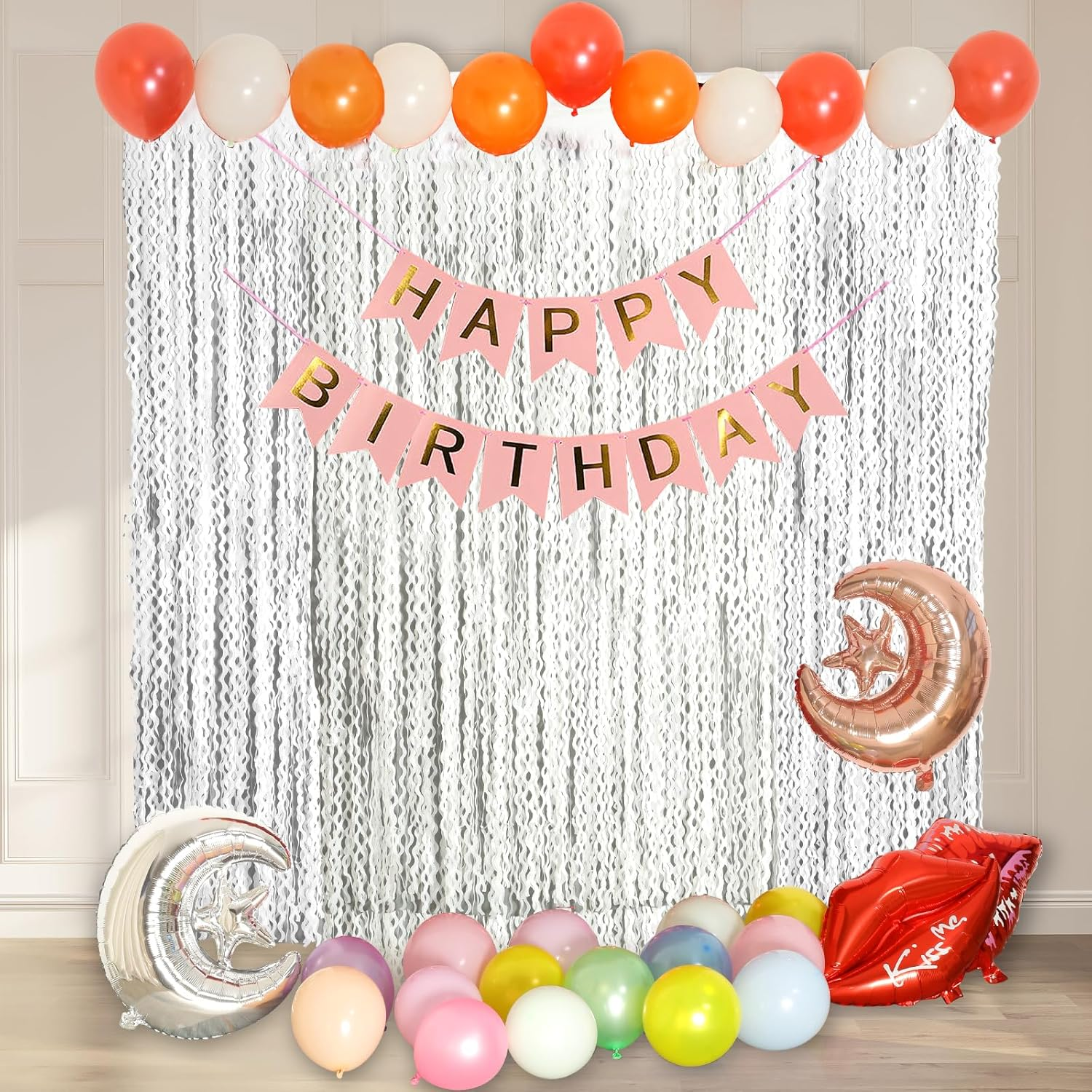 4 Pack White Door Streamers Foil Backdrop - 3.3X6.6Ft Metallic Tinsel Foil Fringe Curtains Photo Booth Backdrop for Party Decoration - Black image number 3