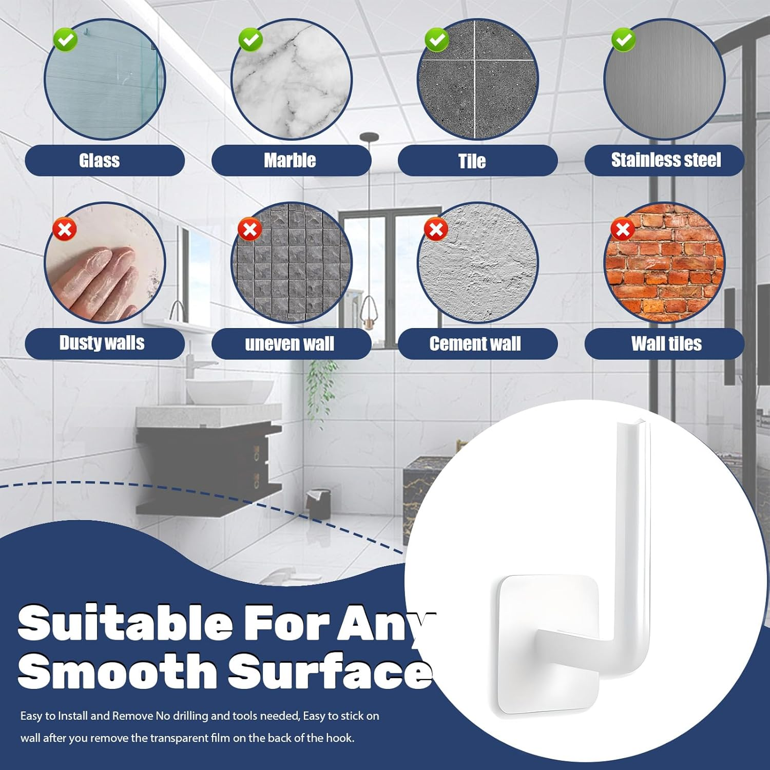 4 Pcs Curtain Holders, Self-Adhesive Hooks, L-Shaped Curtain Holdbacks, No Drill Curtain Pull Backs for Kitchen Living Room Office White