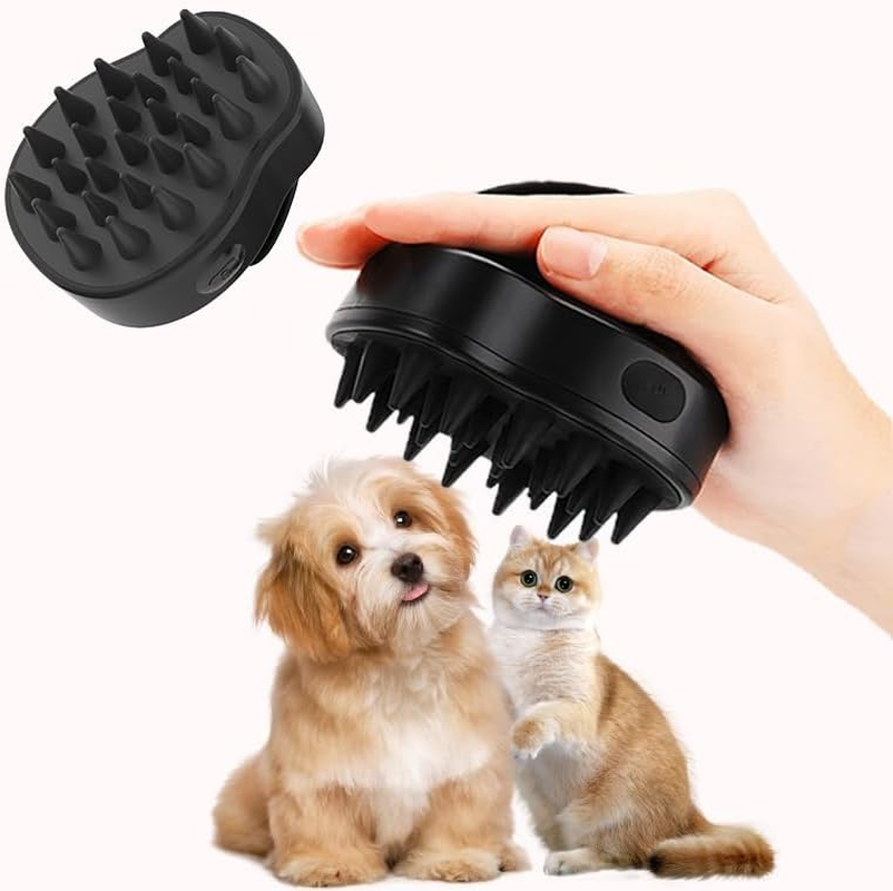 Electric Cat Brush - Pet Bath Brush Rechargeable with Non-Slip Soft Silicone Handle - Self-Cleaning Massage Comb Waterproof for Dogs and Cats image number 1