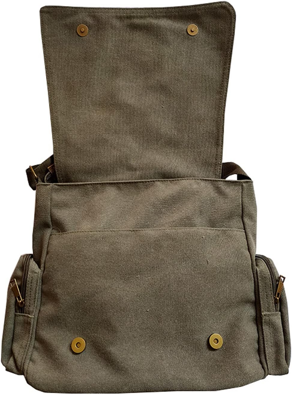 Men'S Korean Canvas Bag Men'S Shoulder Bag Men'S Large Capacity Computer Casual Bag - Military Green image number 3