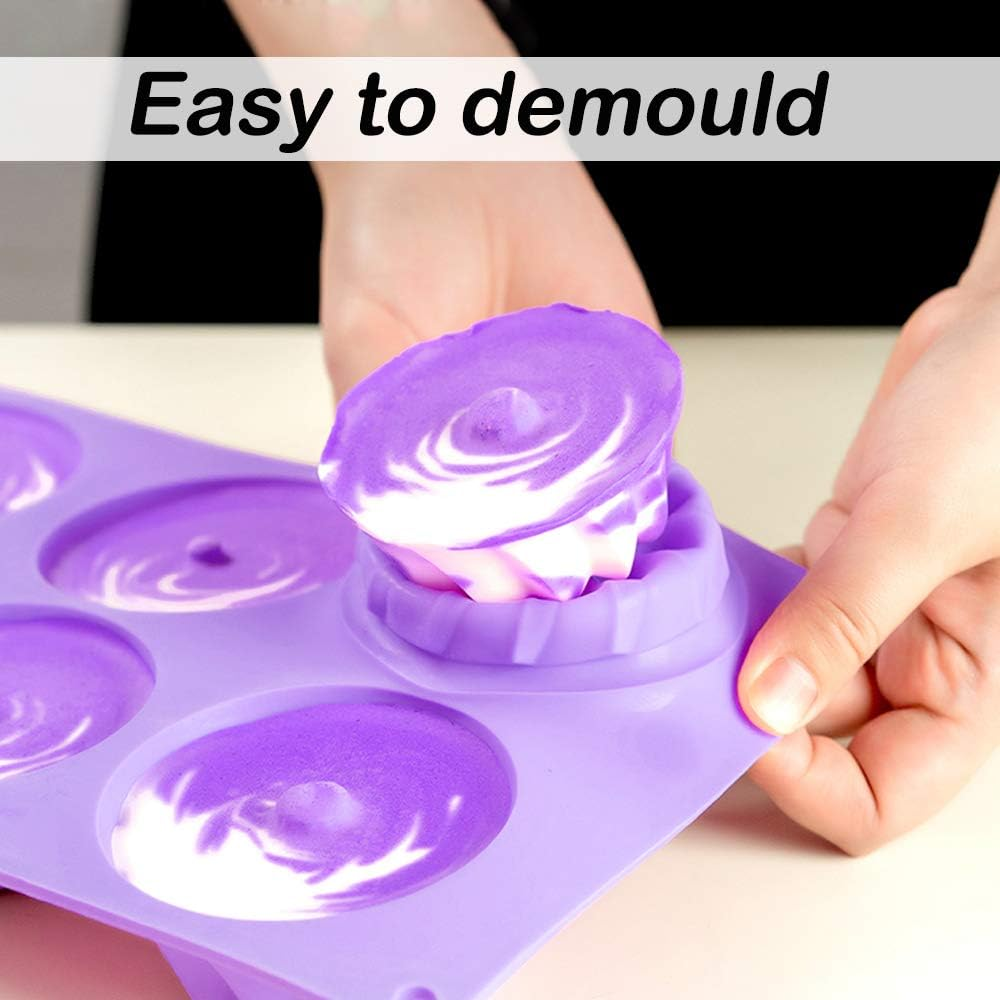 Findtop 3 Packs Silicone Mini Fluted Cake Pans, Mini Tube Cake Baking Pan for Muffin Cups, Coffee Cake, Cupcake, Brownie- Pink, Purple, Red image number 3