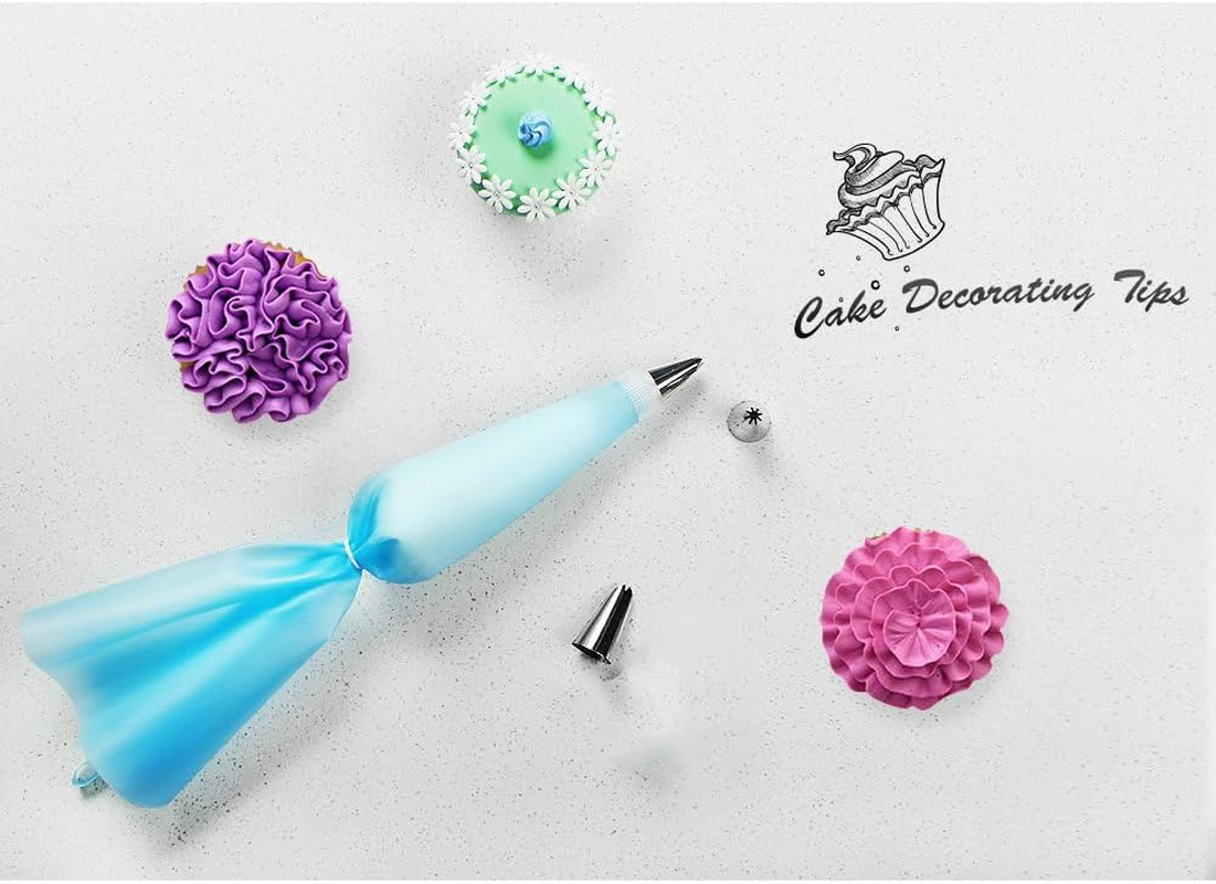 51Pcs Cake Decorating Supplies Kit, Betterjonny Cake Decorating Tip Set with 48 Icing Tips, 1 Silicone Pastry Bags, 2 Reusable Plastic Couplers Baking Supplies Frosting Tools Set for Cupcakes Cookies image number 6