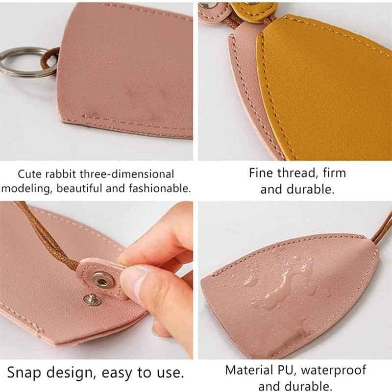Elegant PU Leather Key Organizer Pouch - Pull Strap Key Holder Bag - Compact Storage for House and Car Keys - Durable Ring Design for Easy Accessibility - Pink image number 6