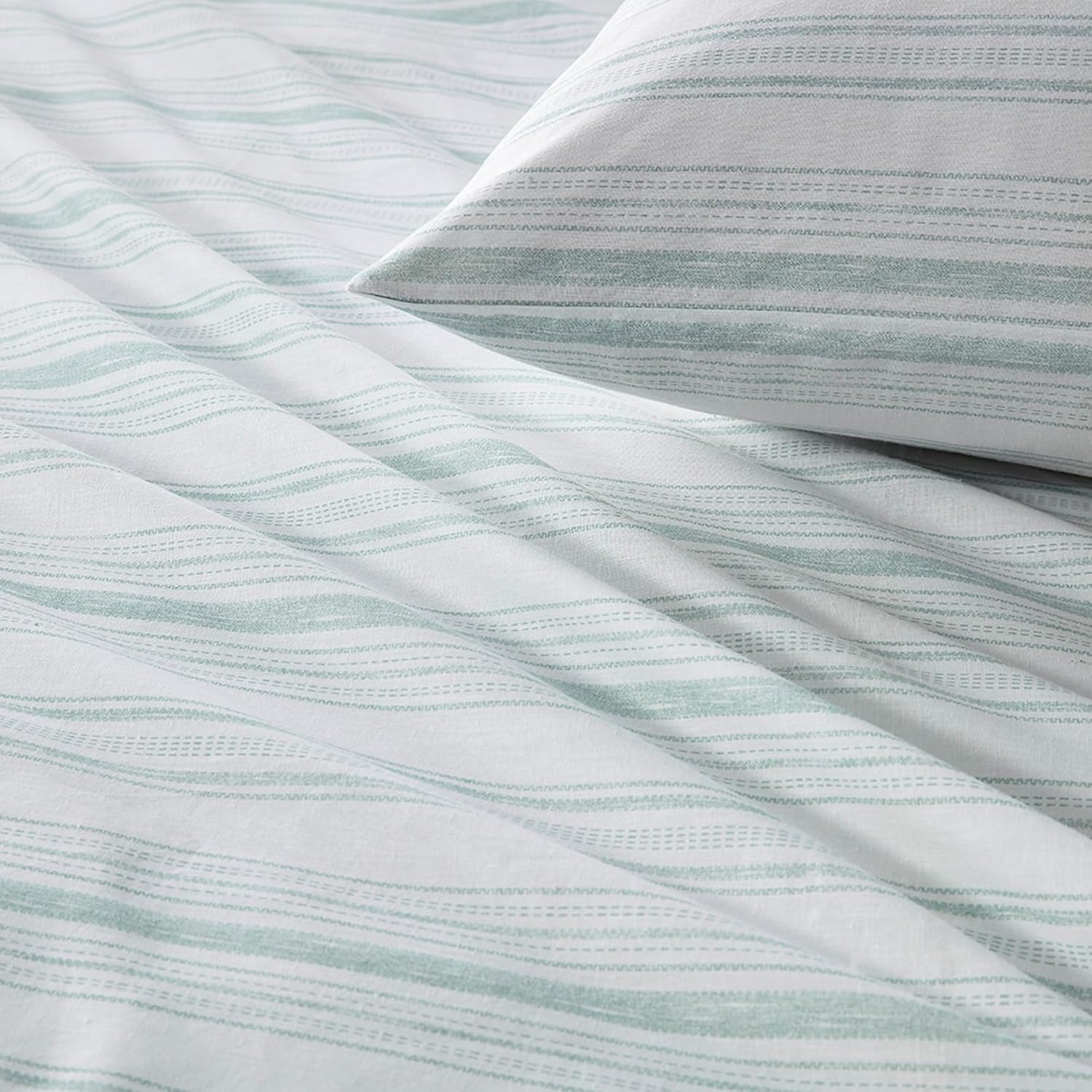 Comfort Spaces 100% Cotton Sheet Set Breathable, Lightweight, Soft with 14" Elastic Pocket Fits up to 16" Mattress, All Season Cozy Bedding, Matching Pillow Case, Full Good Vibes 4 Piece image number 5