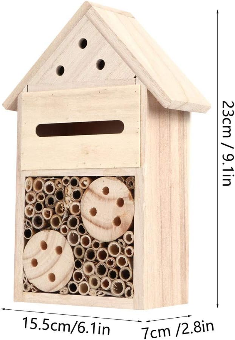 Wooden Bee House, Wood Bee Room Shelter, Safe Wooden Insect Hotel, Lovely Outdoor Bee Home, Garden Decoration for Outdoors Attracts Bee Pollinators (Type B) image number 5