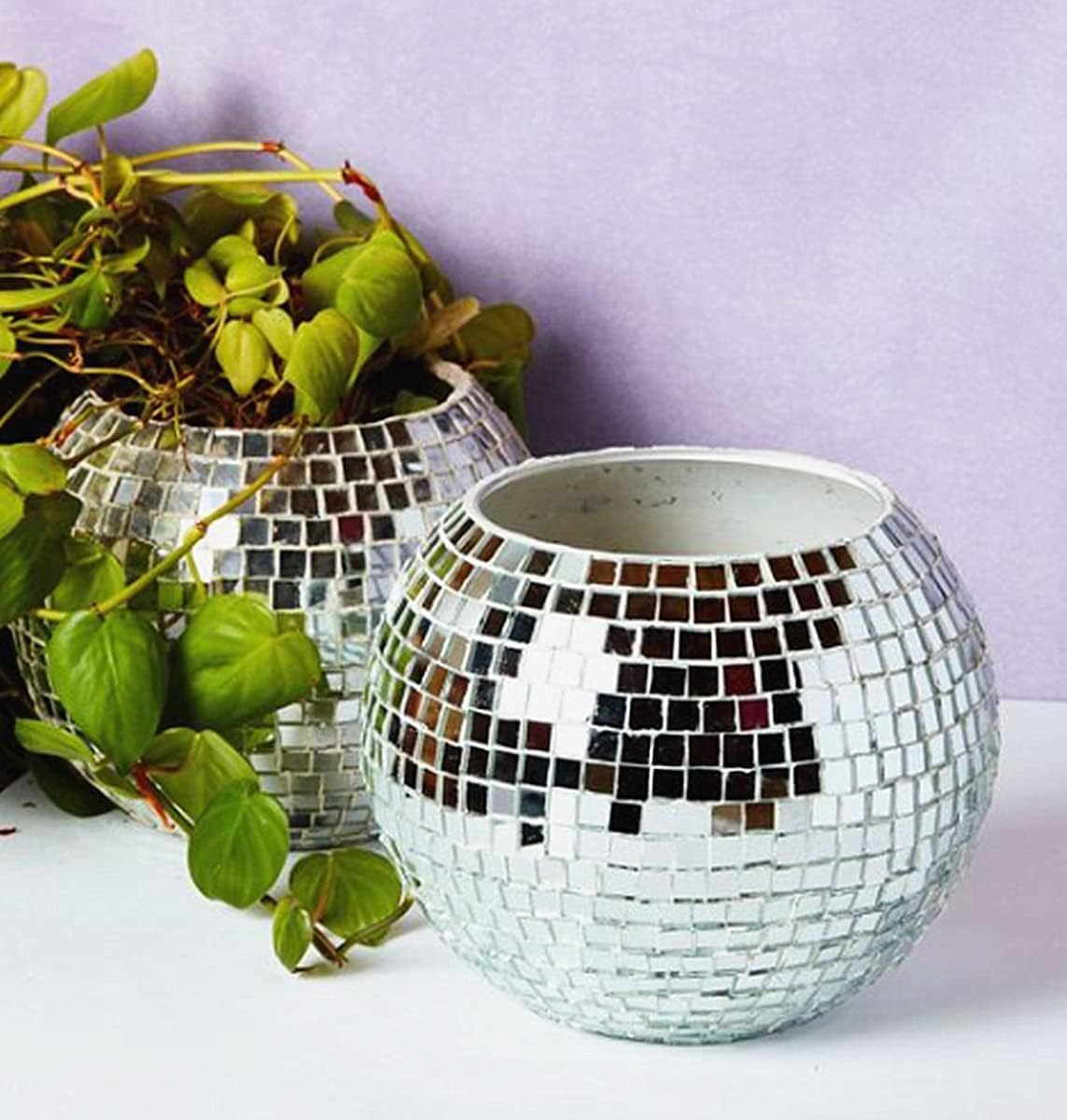 Slzhds 3200 Pcs Self-Adhesive Square Glass Mirror Mosaic Tiles, Disco Wall Tiles, Silver Mirror Stickers, Mini Real Glass Square Mosaic Tiles, Silver Square Stickers for DIY Decoration (2 Rolls) image number 4