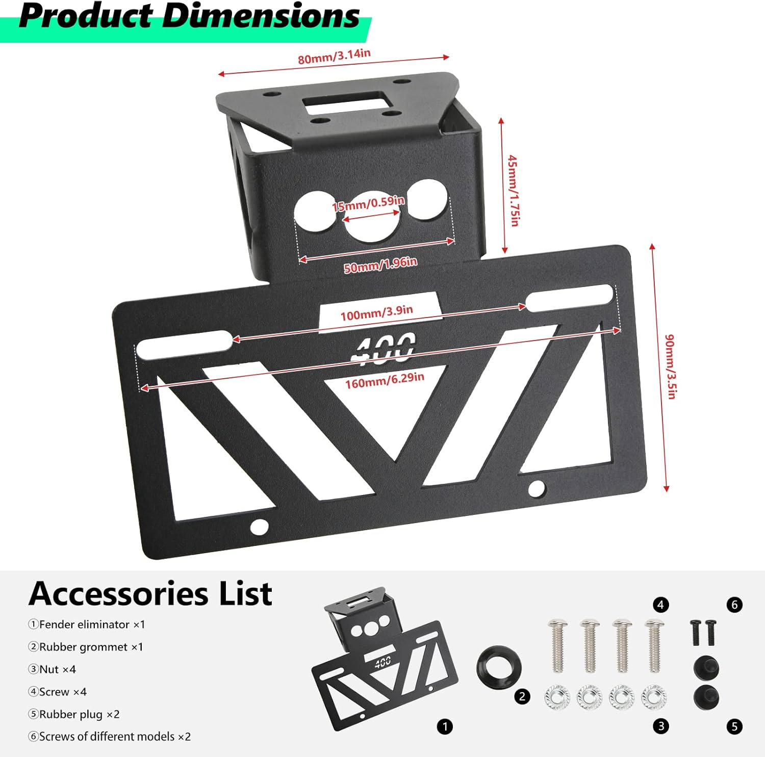 2024 2025 Ninja 500 Fender Eliminator Ninja 400 Fender Eliminator Tail Tidy License Plate Bracket Mount Fit with OEM & Aftermarket Turn Signal Z400 2018 2019 2020 2021 2022 2023 2024 2025 Z500 2024 image number 5