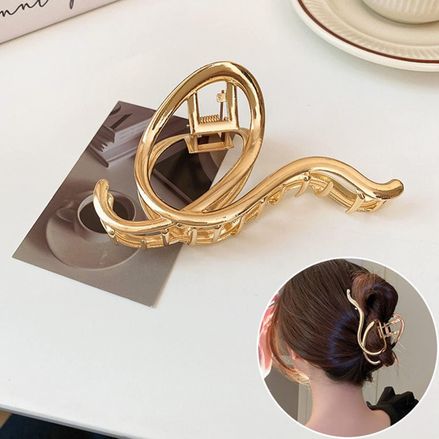 Kettion Pack of 2 Hair Clips, Large Metal Hair Clips for Thick and Thin Hair, Strong Hold, Hair Accessories for Women and Girls