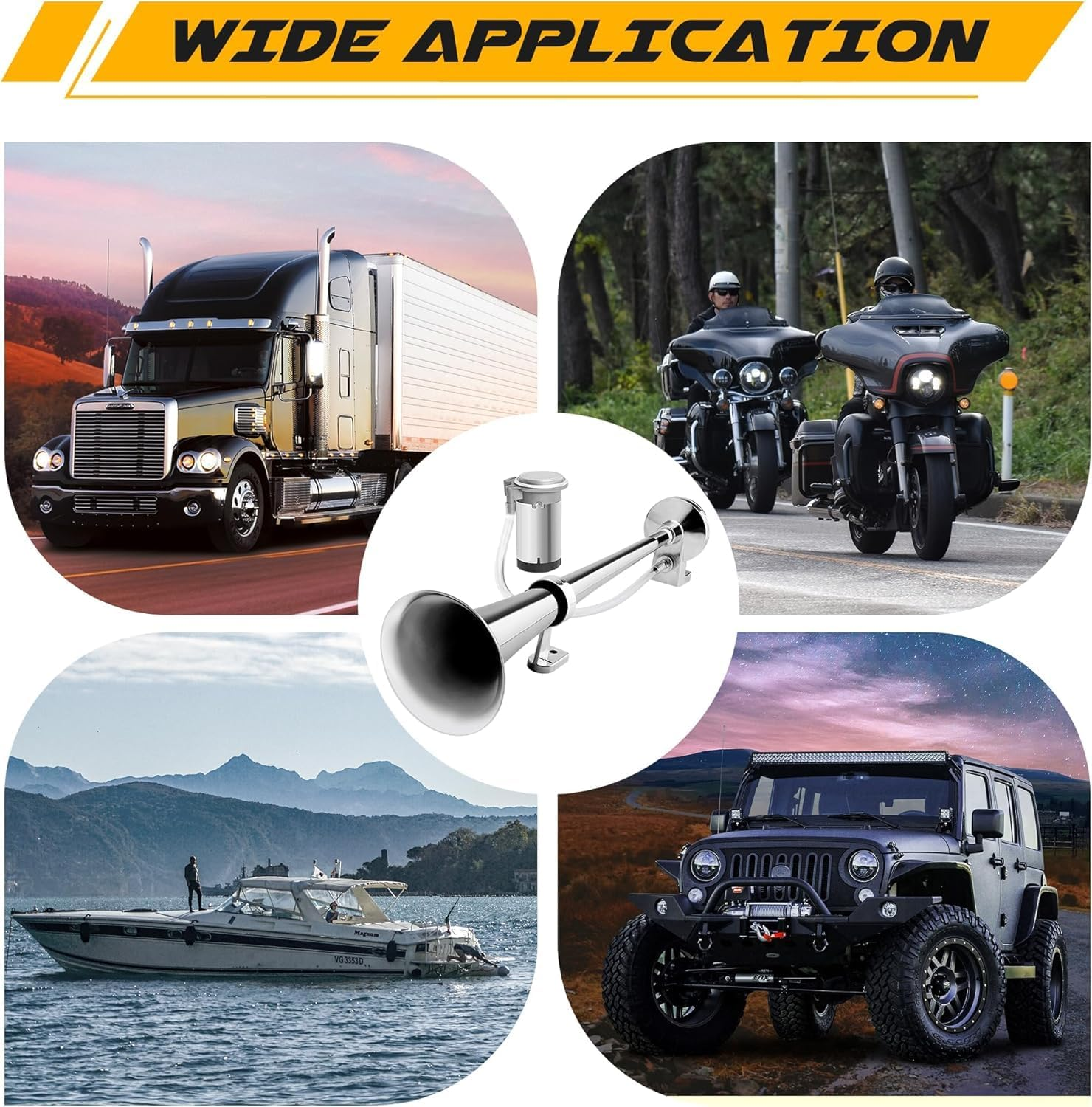 12V Air Horn Kit, Super Loud Train Horn for Truck, Air Horn Dual Truck Horn with Compressor for 12V Vehicles Trucks Pickup (Single Sliver) image number 5