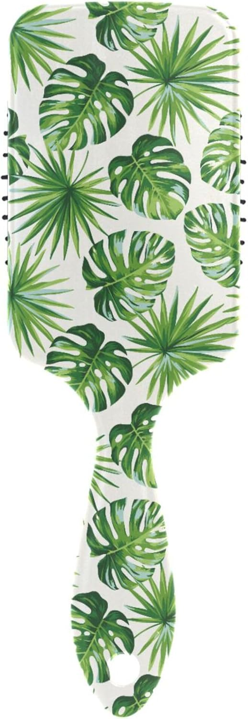 Curl Defining Brushes Tropical Pattern Exotic Palm Anti-Static Massage Hair Comb Plastic Detangling Brushes for Women Conditioning Hair Texture image number 2