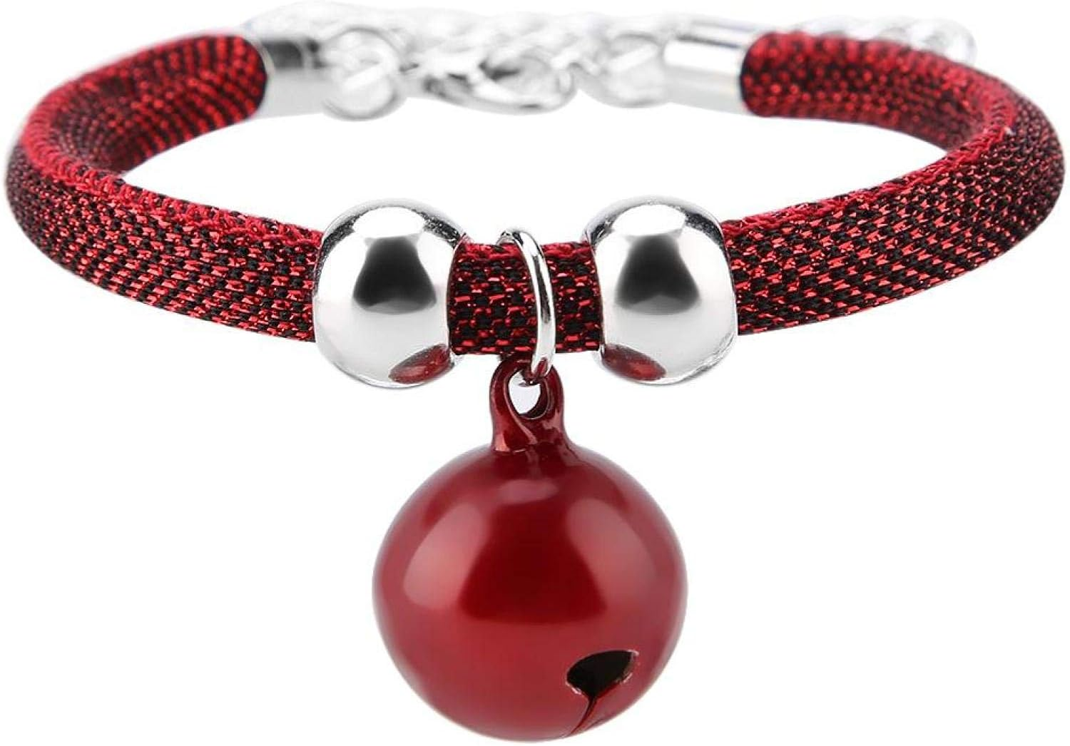 EVTSCAN Japanese Style Pets Necklace Nylon Accessory Kitten Supply Cat Bell Collar W/Extension Chain(Red)