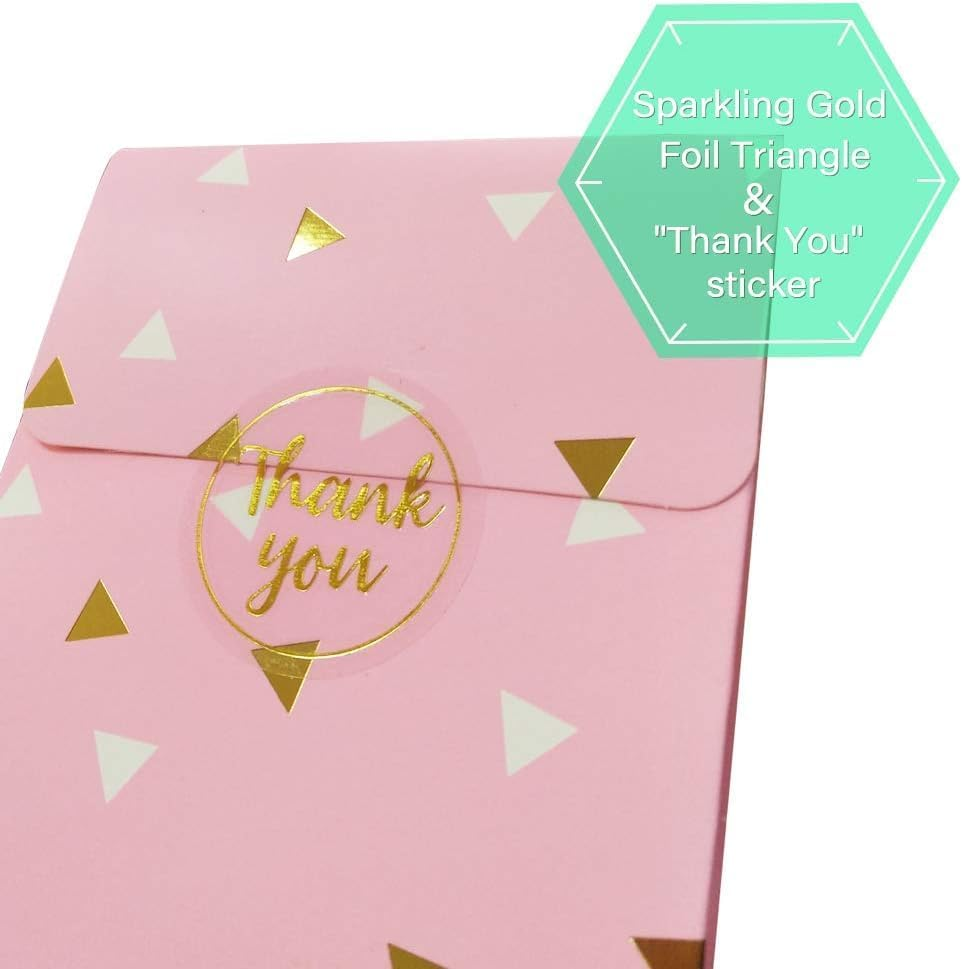 Paper Goodie Bags Pack of 24 - Party Favor Bags, Pink Treat Bags with Gold Foil for Parties, Baby Shower, Wedding and Bridal Showers, Stickers and Sealer Included image number 2