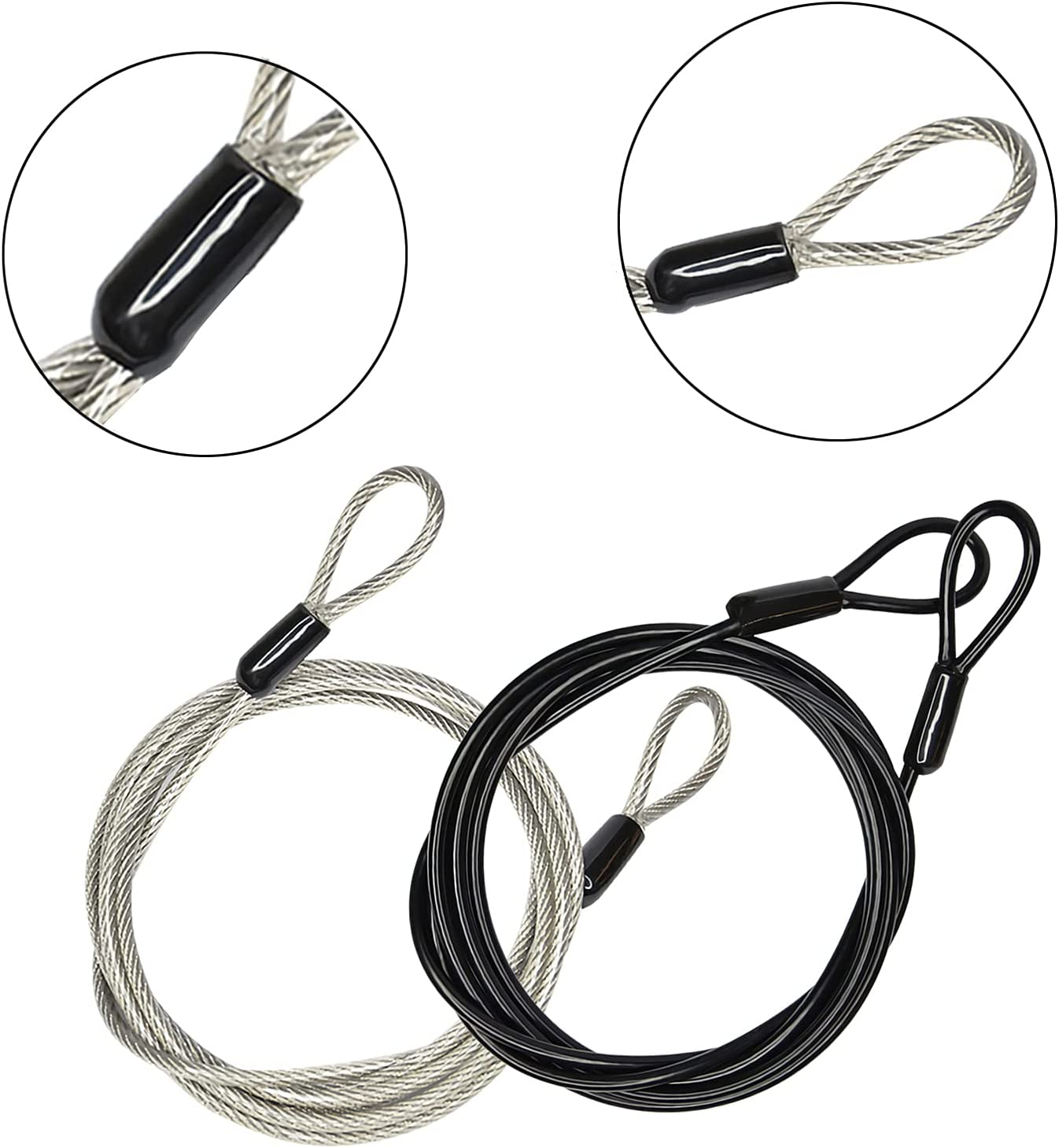 GOMRQING 3Mm 200Cm/6.6Ft Long Outdoor Travel Security Cable Lock, Braided Steel Coated Safety Cable Luggage Lock, Double Loop Lightweight (2 Pack) image number 2