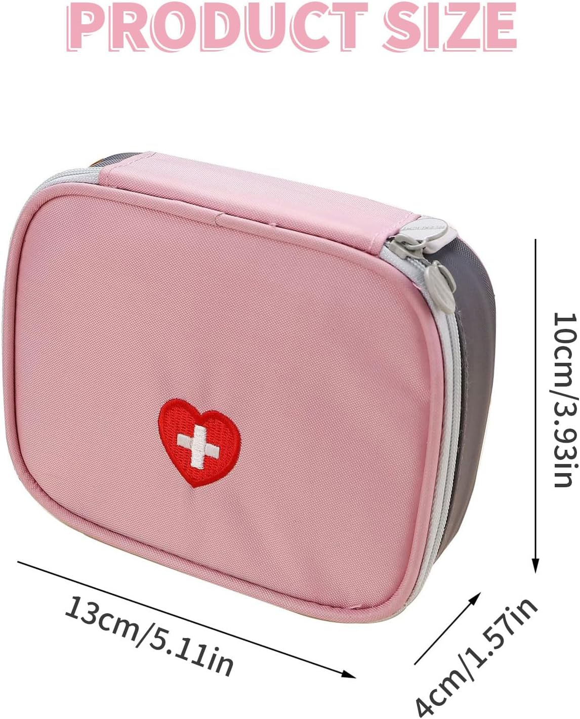 Portable Mini First Aid Kit &ndash; Waterproof Pink Medicine Travel Bag with Compartments &ndash; Medical Organizer Pouch for Kids, Adults, Home, Office, Camping