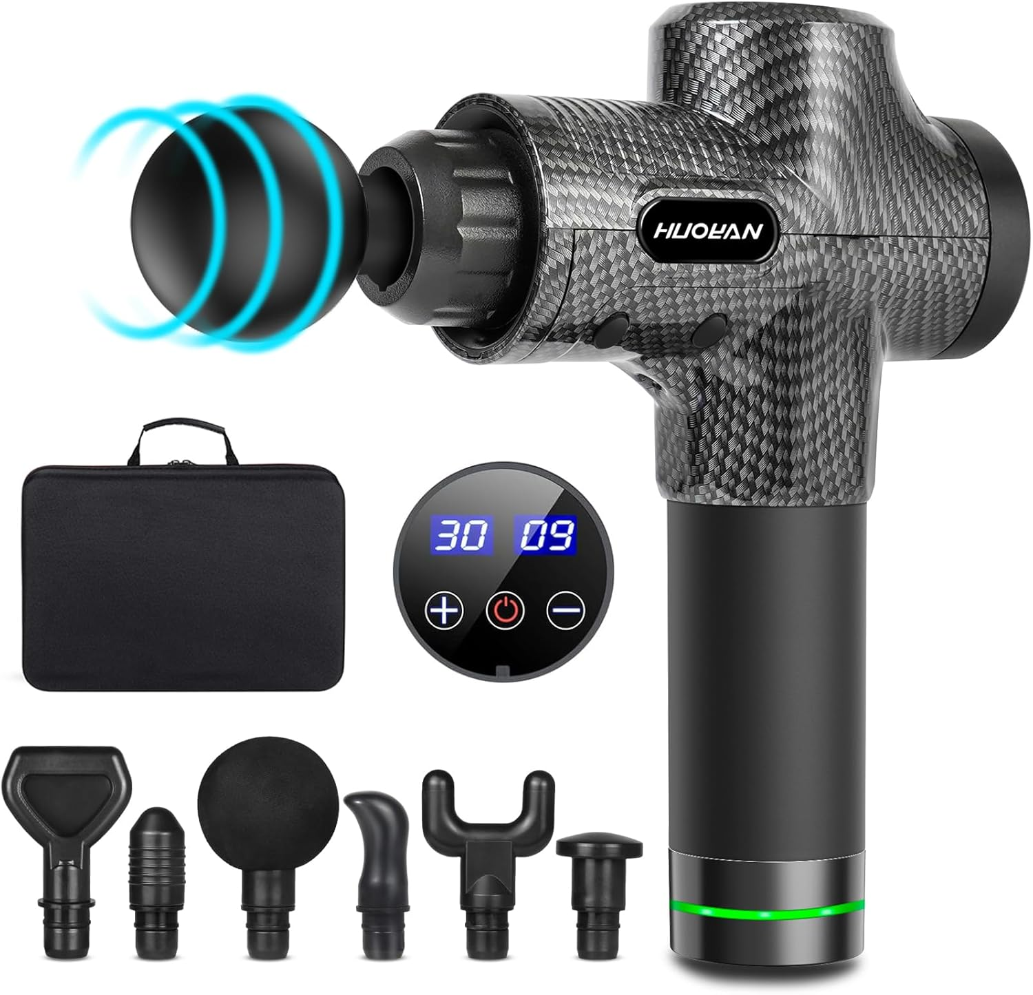 Massage Gun,Electric Muscle Massager Portable Muscle Fascial Gun Deep Tissue Massage Gun for Athletes Back Body Leg Pain Relief Low Noise Muscle Massager with Storage Bag and 6 Massage Heads image number 6