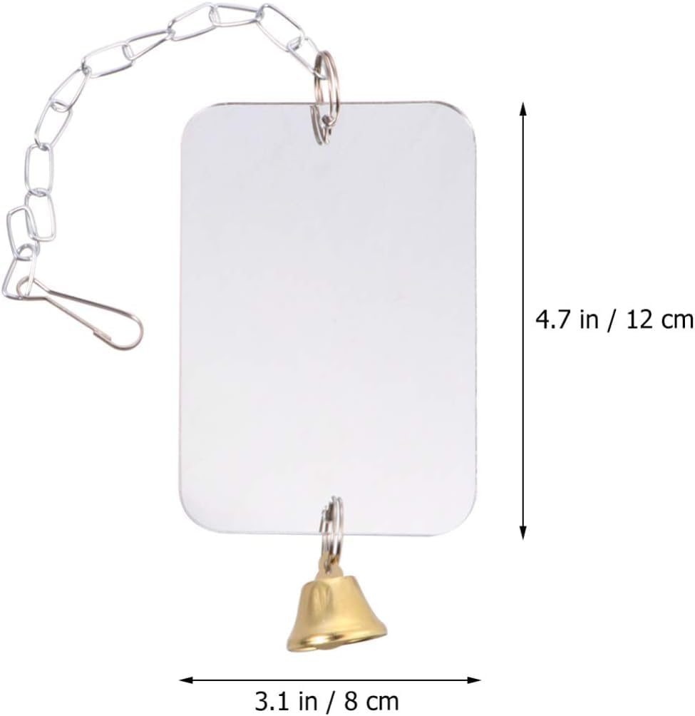 1Pc Cage Hanging Decor - Parrot Toy with Mirror for Budgies, Parakeets & Birds, Bird Cage Mirror & Swing for Chewing Fun, Safe & Durable Bird Accessory image number 3