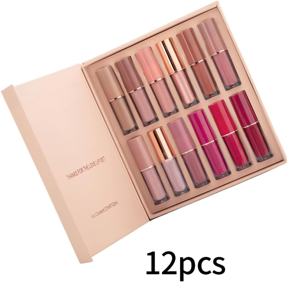 Matte Liquid Lipstick Set Waterproof Long Lasting Non-Stick Cup Lipstick Makeup Set 12PCS image number 6