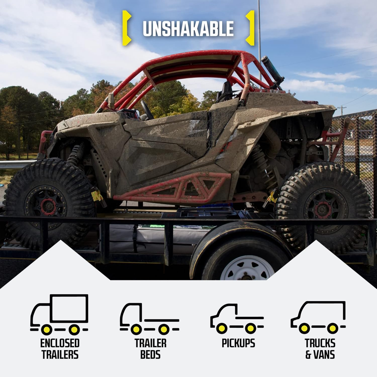 DC Cargo Auto Retractable Ratchets Straps Heavy Duty (W Soft Tie)- 2 Pack 1" X 10' - SELF-CONTAINED Cargo Strap Tiedowns for Motorcycles, Atvs, Bikes, Boats: Tight & Secure Pickup Trailer Tie Down image number 1