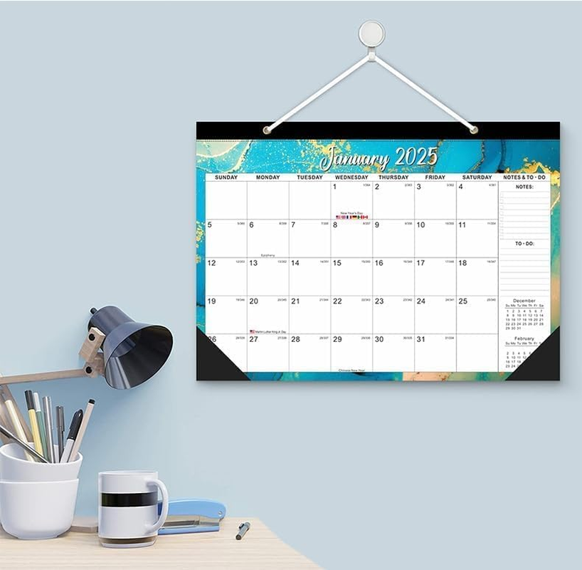 Wall Calendar, 2025-2026 Monthly Desk Calendar with Corner Protectors for Home Office Planning and Organizing, To-Do List and Notes, 17''X 12'', 18 Months (From Jan 2025 to Jun 2026)