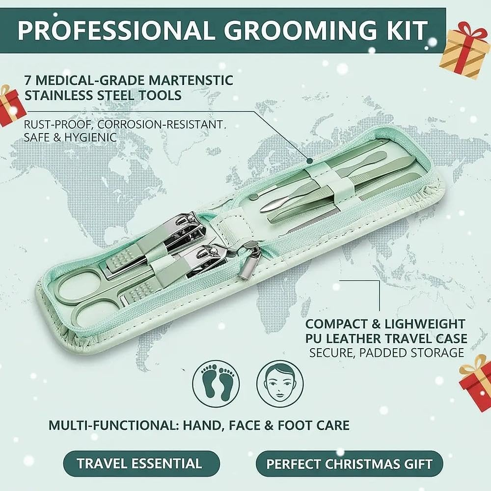 Kivano Manicure Set Nail Clippers Pedicure Kit -7 Pieces Stainless Steel Travel&lsquo;Nail Kit, Travel Essentials Purse Essentials Professional Grooming Kits, Manicure Kits with Zipper Portable Travel Pack image number 2