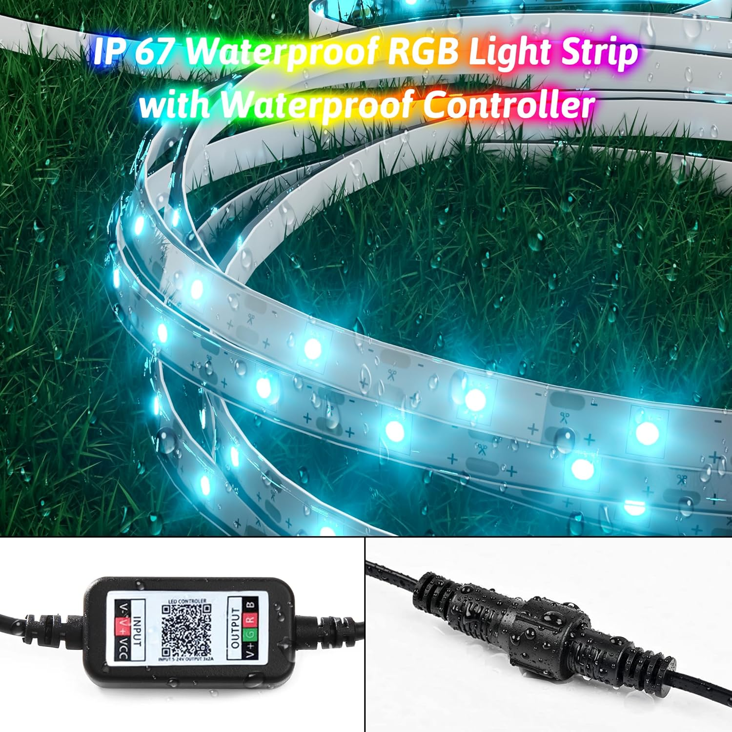 30M Outdoor LED Strip Lights, 100Ft Cozylady IP67 Waterproof Bluetooth RGB Light with App & Remote Control, Music Sync Flexible 24V Led Light Strips for Pool Gazebo Balcony Eave Patio Party Decor image number 5