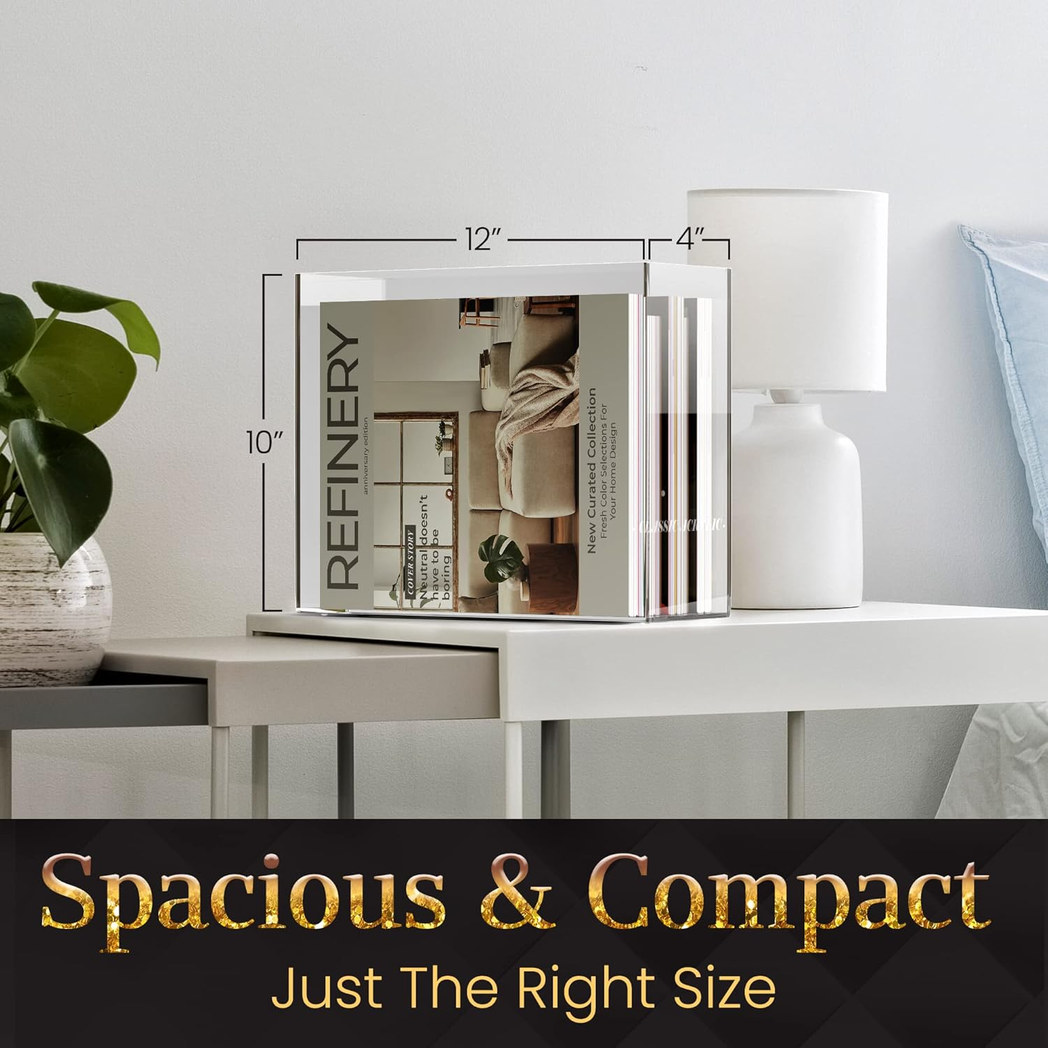 File Organizer for Desk - This Acrylic Storage Box Is Great for Office Organization - Its Modern Acrylic Magazine Holder Makes a Great Gift for Home/Work Space image number 4