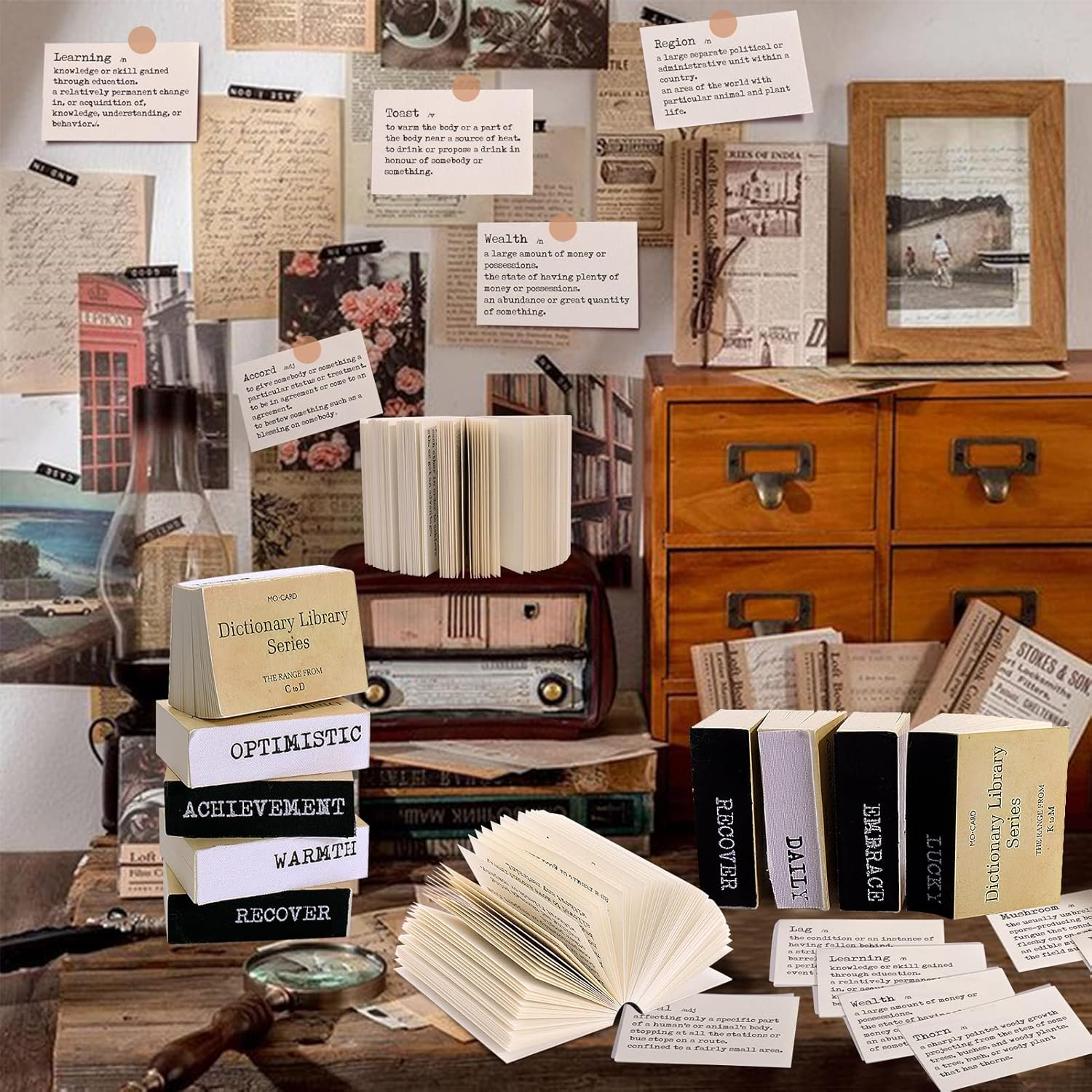 800Pcs Vintage Scrapbook Paper, Mini Dictionary Scrapbooking Paper for Journaling Supplies, Decorative Craft Paper for Junk Journal image number 4