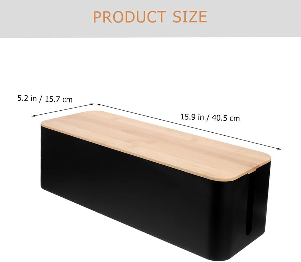 Betterlifewj 3-Pack (One Large, One Medium, One Small) Cable Organizer Boxes with Bamboo Lids, Suitable for Home and Office Use.