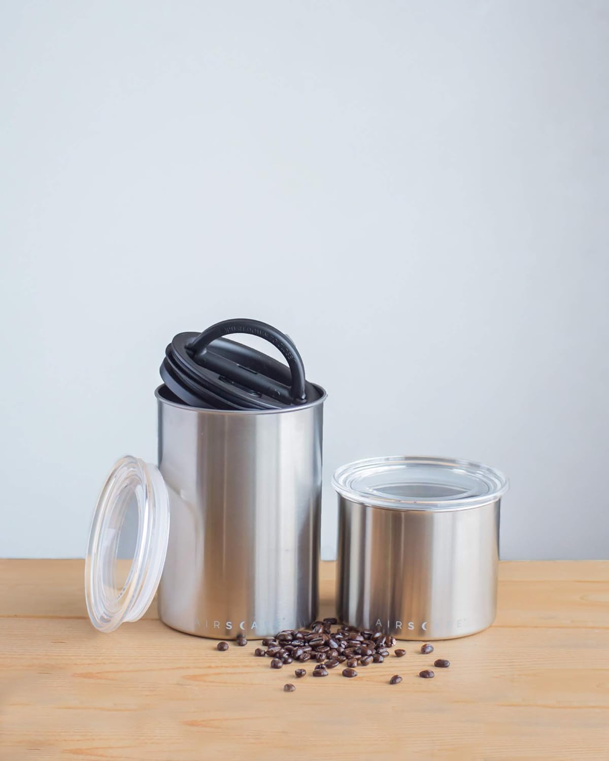 Planetary Design Airscape&reg; Stainless Steel Coffee Canister | Food Storage Container | US Patented Inner Plunger Lid REMOVES Excess Oxygen | Don'T Buy Airtight, Buy Air-Less (Small, Matte Black) image number 5