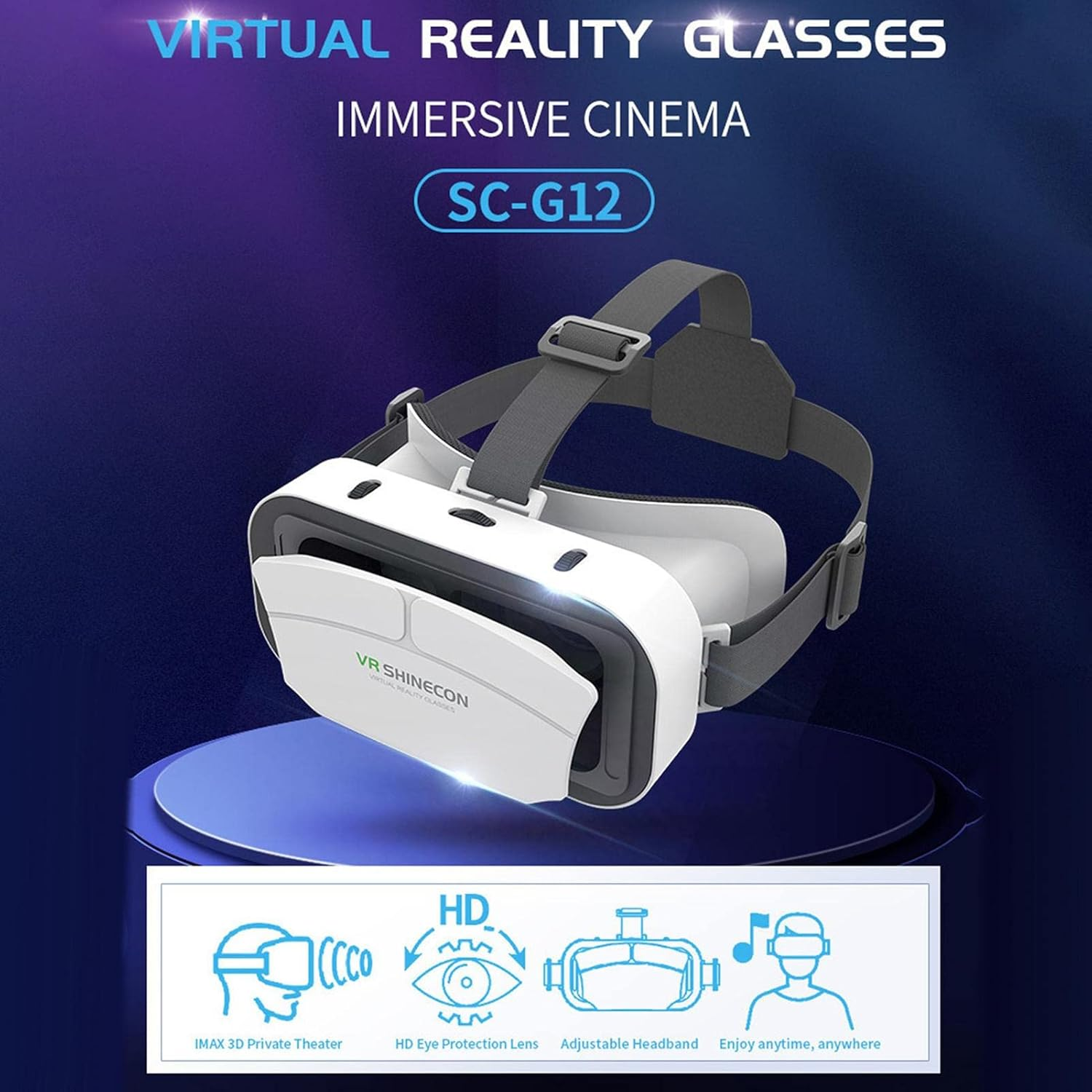 3D VR Virtual Reality Headset, Adjustable VR Headset for Adults Watching Movies, Comfortable VR Goggles/Glasses Suitable for All Smartphones with 4.5-7.0 Inch Screen Youngwier image number 3