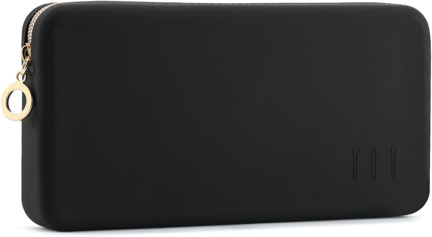 FVION Zipper Makeup Brushes Bag for Travel, Large Silicone Makeup Brush Holder, Make up Brushes Pouch Case for Makeup Tools - Khaki