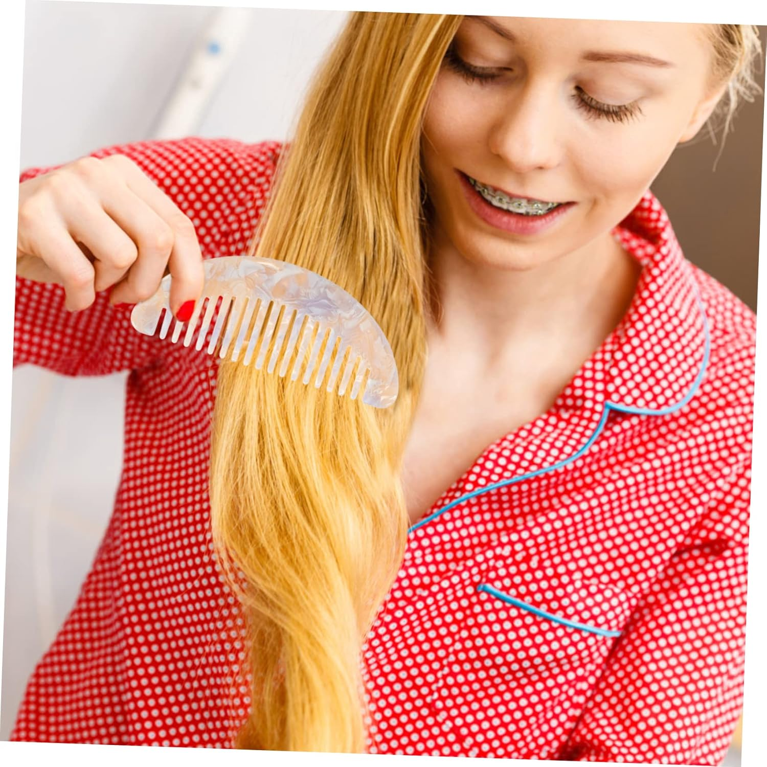 Baluue 2Pcs Salon Hairstyle Combs Portable Wide Tooth Combs Static for Men Women Boys and Girls Hair image number 5