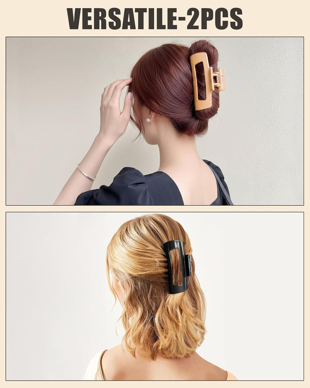 Lulir Soft Hair Claw Clip,Cloud Hair Claw Clips Women,Flexible Lightweight,Cosy Cloud Hair-Pin for Women,Strong Hold Non-Slip for Thick or Fine Hair,Suitable for Women, Girlfriend (Black + Coffee) image number 3