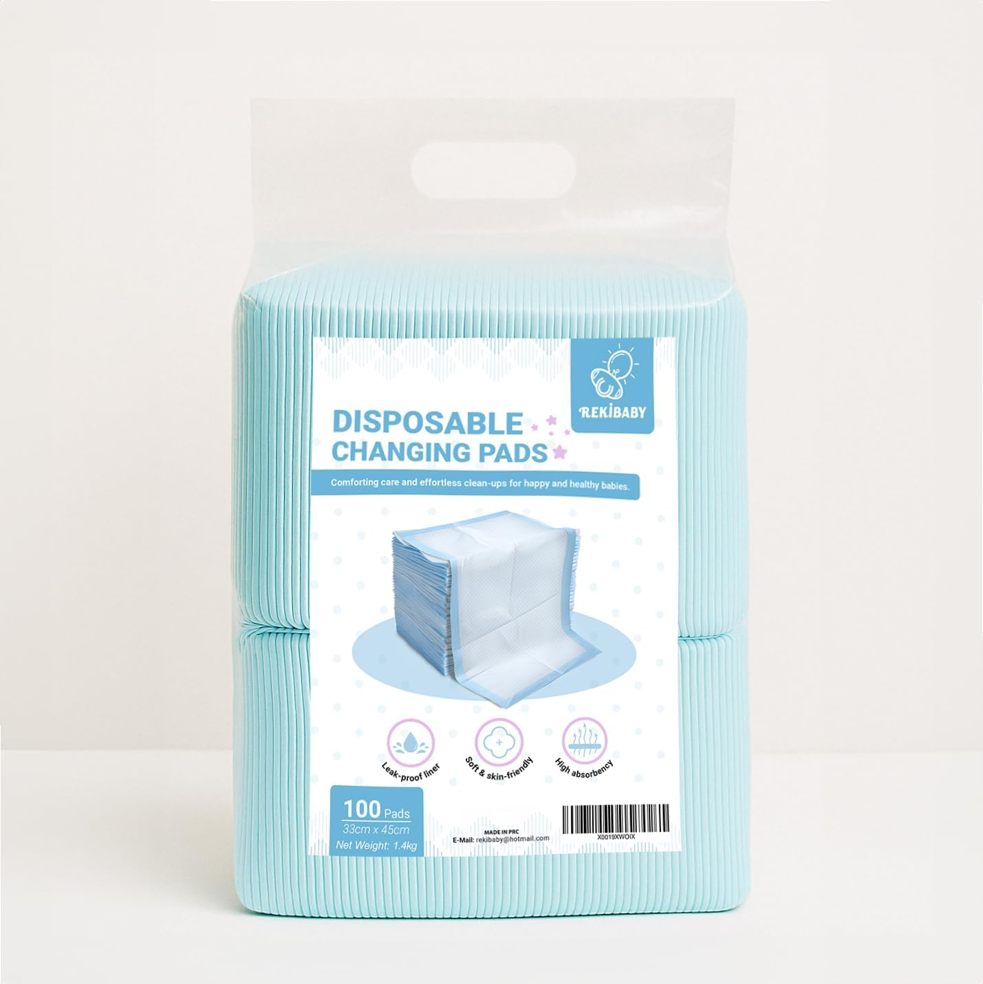 Rekibaby Disposable Changing Pad for Baby, 45Cm X 33Cm Pack of 100, Waterproof Diaper Change Mat Thick Strong Absorption Underpads, Pet, Urine Pad, Bed Table Protector Pad image number 6