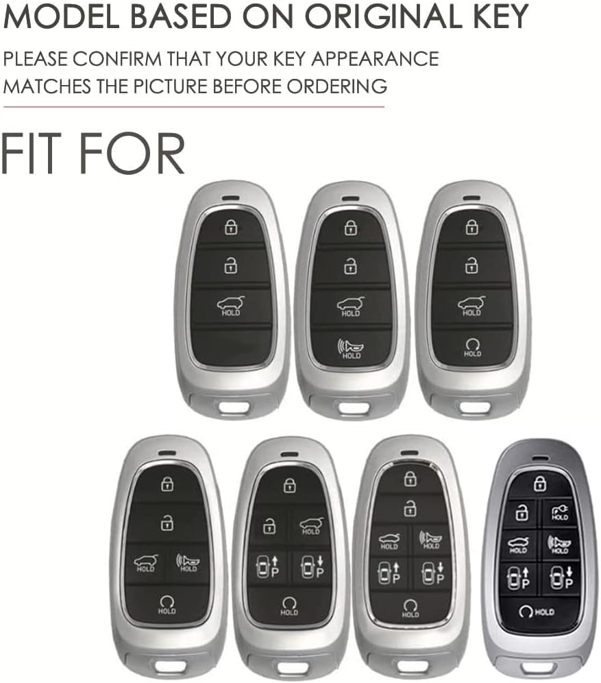 Ontto Alloy Car Key Fob Cover Fit for Hyundai Solaris Sonata Hybrid Nexo NX4 New Grand Santa Fe Tucson 2021 2022 2023 Leather Key Case Shell Key Holder Keyring Keychain Accessories Black