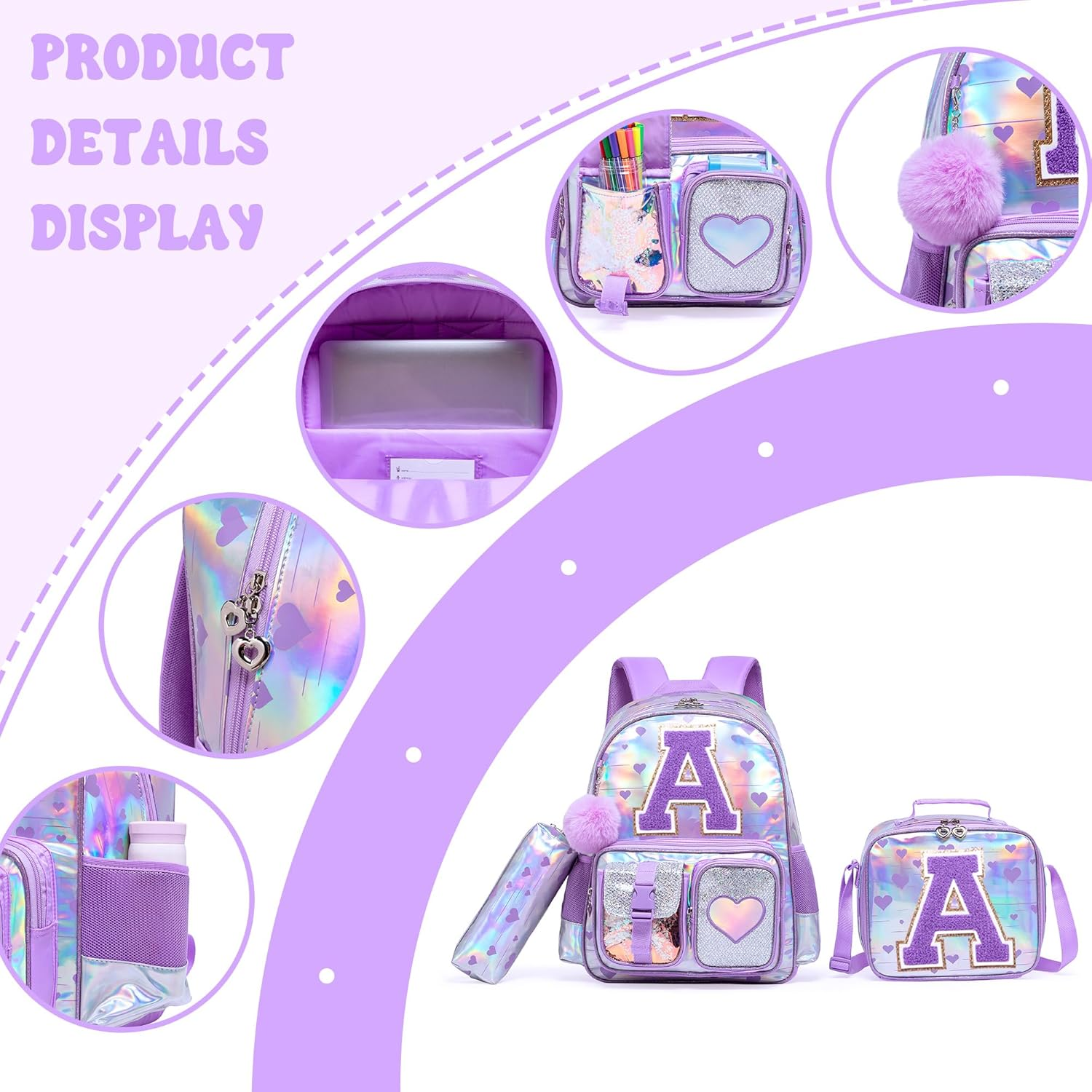 Htgroce Girls Unicorn Clear School Backpack Lightweight Little Kids Backpack - Black Gp image number 3